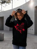 Women's Hoodie Stylized Lightning With Red Neon Glow Bird Graphic Hoodie
