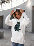 Women's Hoodie Elegant Shaded Fur Sitting Alone In Quiet Places Cat