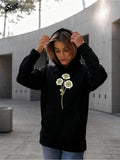 Women's Hoodie Delicate Blossoms Blooming In Morning Light On Black Hoodie Flower