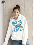 Women's Hoodie Ski Ya Later Blue Goggles And Crossed Skis Under Winter Sky
