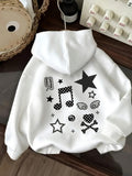 Women's Hoodie Polka Dots Musical Notes With Stars And Cute Cartoon Elements Hoodie