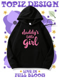 Women's Hoodie Daddys Little Girl Bright Pink Lettering On Black Hoodie