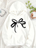 Women's Hoodie Bold Painted Black Ribbon Bow Hoodie