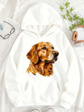 Women's Hoodie Realistic Golden Brown Soft Fur Dog Portrait Hoodie