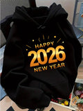 Women's Hoodie Happy 2026 New Year Festive Golden Sparkles And Celebratory Fireworks Hoodie