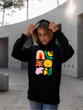 Women's Hoodie Colorful Blossoms With Sunny Cheerful Blooms And Radiant Rainbow Hoodie