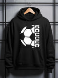 Men's Hoodie Soccer Bold Letters Overlapping Abstract Distorted Ball Design Hoodie
