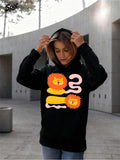 Women's Hoodie Two Playful Cartoon Lions With Bright Fluffy Manes And Curved Pink Stripes Lions