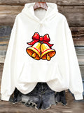 Women's Hoodie Shiny Festival Bells With Bright Red Ribbon Hanging Peacefully Bells