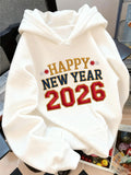 Women's Hoodie Happy New Year Golden Stars Festive Winter Celebration 2026 Hoodie