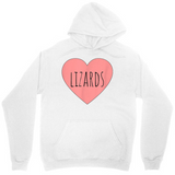Men's Hoodie Pink Heart With Playful Letters And Graphics Lizards