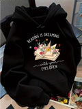 Women's Hoodie Reading Is Dreaming With Blossoming Flowers Sprouting From Open Book