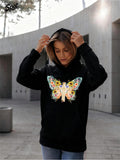 Women's Hoodie Colorful Garden Blooms Shining Bright Among Vibrant Spring Butterfly