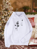 Women's Hoodie Delicate Dandelion Seeds And Butterflies Floating In Gentle Breeze