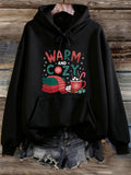 Women's Hoodie Warm And Cozy Colorful Scarves And Steaming Hot Cocoa Mug