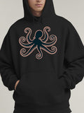 Men's Hoodie Swirling Tentacles In Artistic Patterns On A Mysterious Majestic Octopus