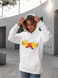 Women's Hoodie Vivid Watercolor Yellow Blossoms Among Fresh Green Leaves Flower