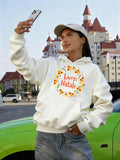 Women's Hoodie Colorful Festive Decorations Surrounding Holiday Spirit Pizza