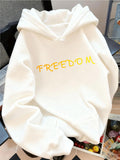 Women's Hoodie Freedom Vibrant Yellow Text On Soft Cozy Hoodie
