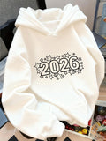 Women's Hoodie Outlined Cartoon Stars Cluster With Large Number Surrounded Hoodie