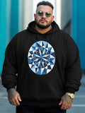 Men's Hoodie Shining Geometric Blue Facets Radiating Within Circular Gemstone Design