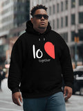 Men's Hoodie Love Together With Bold Red Heart Graphic Hoodie