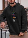 Men's Hoodie Colorful Planets With Astronaut Floating Through Decorative Space