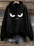 Women's Hoodie Moody Face With White Eyes And Expression Hoodie