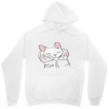 Men's Hoodie Soft Line Art Cat With Blushing Ears Cuddled Gently In Hands Hoodie Cat
