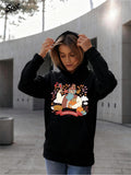 Women's Hoodie Autumn Leaves Falling With Cat Relaxing On Cozy Blanket