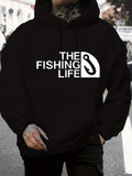 Men's Hoodie The Fishing Life Bold Letters With Graphic Hook Print Hoodie