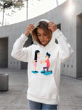 Women's Hoodie Romantic Cartoon Marriage Proposal With Colorful Urban Illustration Couple