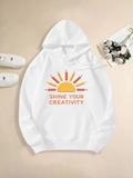 Women's Hoodie Shine Your Creativity Radiant Yellow Sun With Colorful Bursting Rays Hoodie
