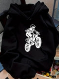 Women's Hoodie High Speed Racing Adventure Amidst Bold Motion Motocross Rider