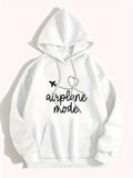 Men's Hoodie Airplane Mode Dotted Heart Line With Flying Aircraft Under Soft Light Hoodie