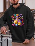 Men's Hoodie Colorful Psychedelic Swirls With Whimsical Flowers Surrounding Magic Bottle