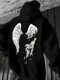 Men's Hoodie Broken Feathered Wings With Shattered Details Dark Majestic Angel Wing