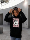 Women's Hoodie Playful Leaves Surrounding A Sleepy Soft Panda
