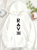 Women's Hoodie Bold Geometric Typography With Minimalist Modern Letters Rave
