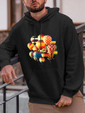 Men's Hoodie Colorful Patterned Fabrics With Floating Balloons In Crisp Morning Sky Hot Air Balloon