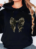 Women's Hoodie Camouflage Ribbon Graphic Bow With Abstract Forest Patterns Bow