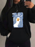Women's Hoodie Abstract Splash With White Goose On Blue Background Goose