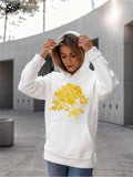 Women's Hoodie Golden Blooms With Sunlit Petals And Leaves Surrounding Central Flower