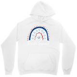 Men's Hoodie Smiling Face With Playful Red And Blue Rainbow Arch Design Hoodie
