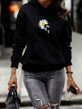 Women's Hoodie White Petals And Falling Drops Daisy Flower