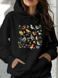 Women's Hoodie Colorful Songbirds Perched On Branches Among Verdant Leaves And Blossoms Birds