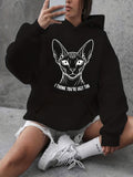 Women's Hoodie I Think Youre Just Too With Line Art Sphynx Cat Graphic Hoodie