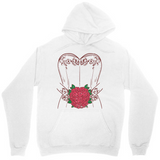 Men's Hoodie Romantic Tattoo Style Heart With Red Rose Centerpiece
