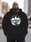Men's Hoodie Winding River Through Pine Forest Beneath Majestic Mountain Landscape