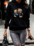 Women's Hoodie Vibrant Blossom And Petals Flowing Around Decorative Bicycle